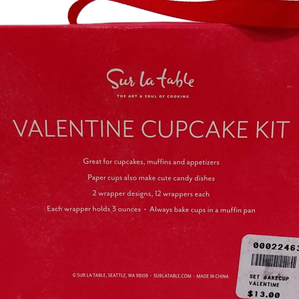 NIB: Sur La Table Valentine Cupcake Kit for 24 Cupcakes